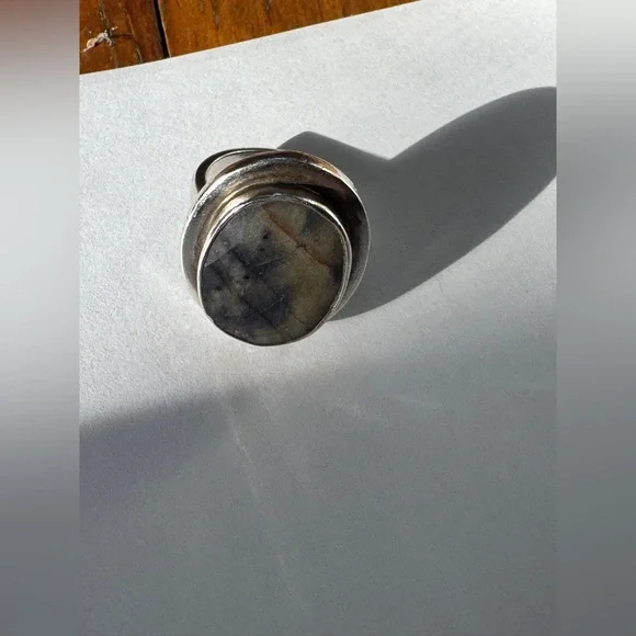 Vintage Boho labradorite Ring Sz 6 1/4 - Picture 4 of 6